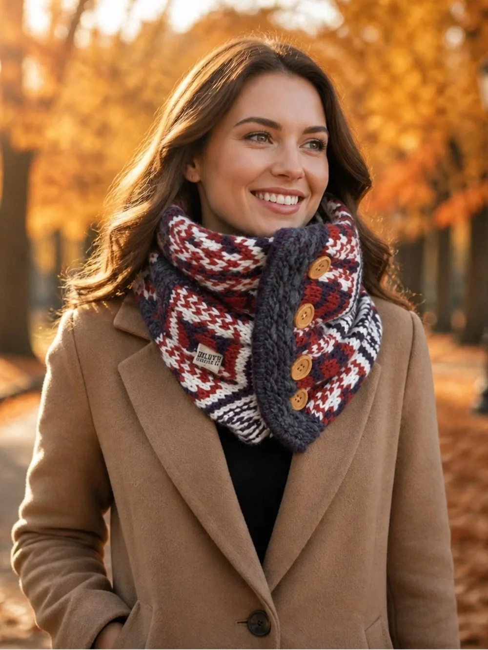 Duluth Trading Co Women's Fair Isle Knit Neck Warmer Scarf Faux Fur Lined